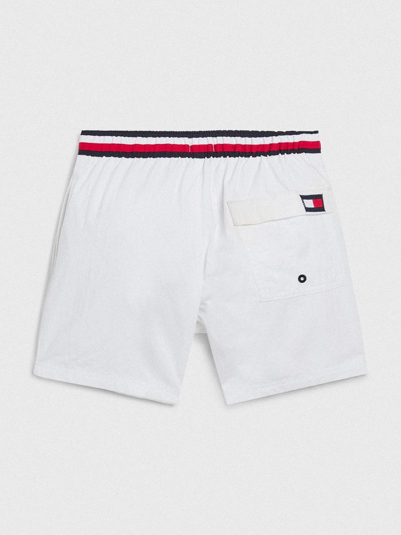 Fiú Tommy Hilfiger Flag Stripe Trunk Úszóruhák Fehér | HU 2231YXF